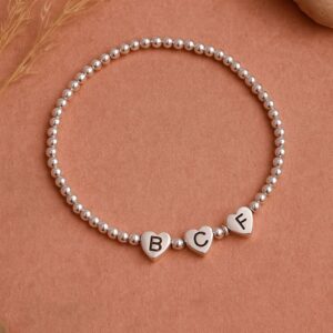 PULSERA ELASTIZADA BOLITAS CON 3 INICIALES