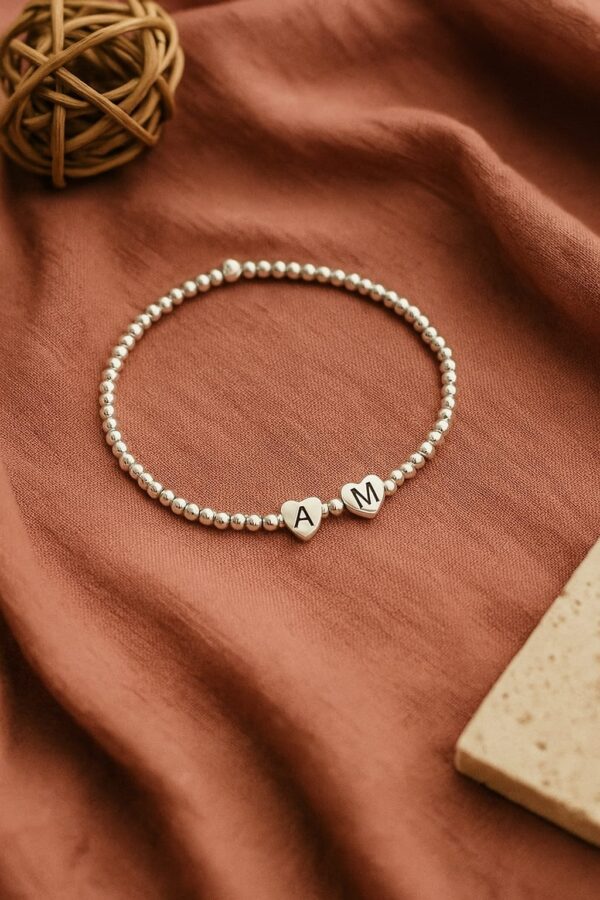 PULSERA ELASTIZADA BOLITAS CON 2 INICIALES